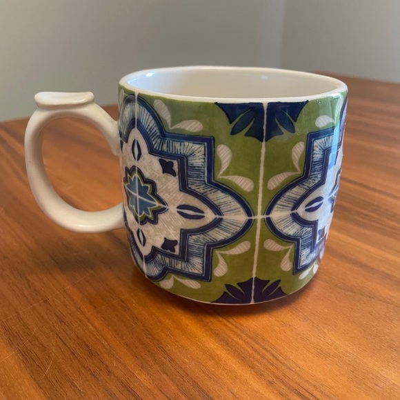 Anthropologie Festive Bistro Tile Monogram Letter ‘O’ Mug NEW - Picture 5 of 6